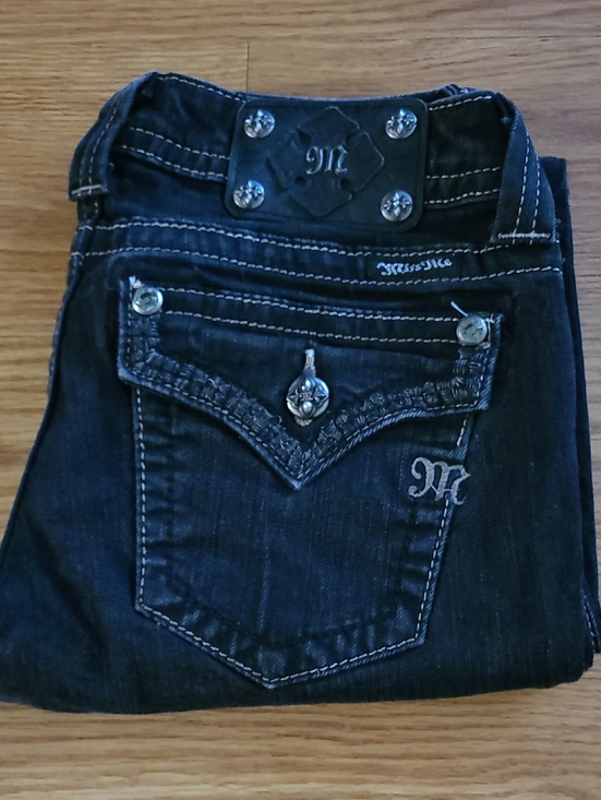 Miss Me Denim - MISS ME VINTAGE WOMEN'S 29x30 SKINNY GIRLS ROCKER BLACK DENIM JEANS